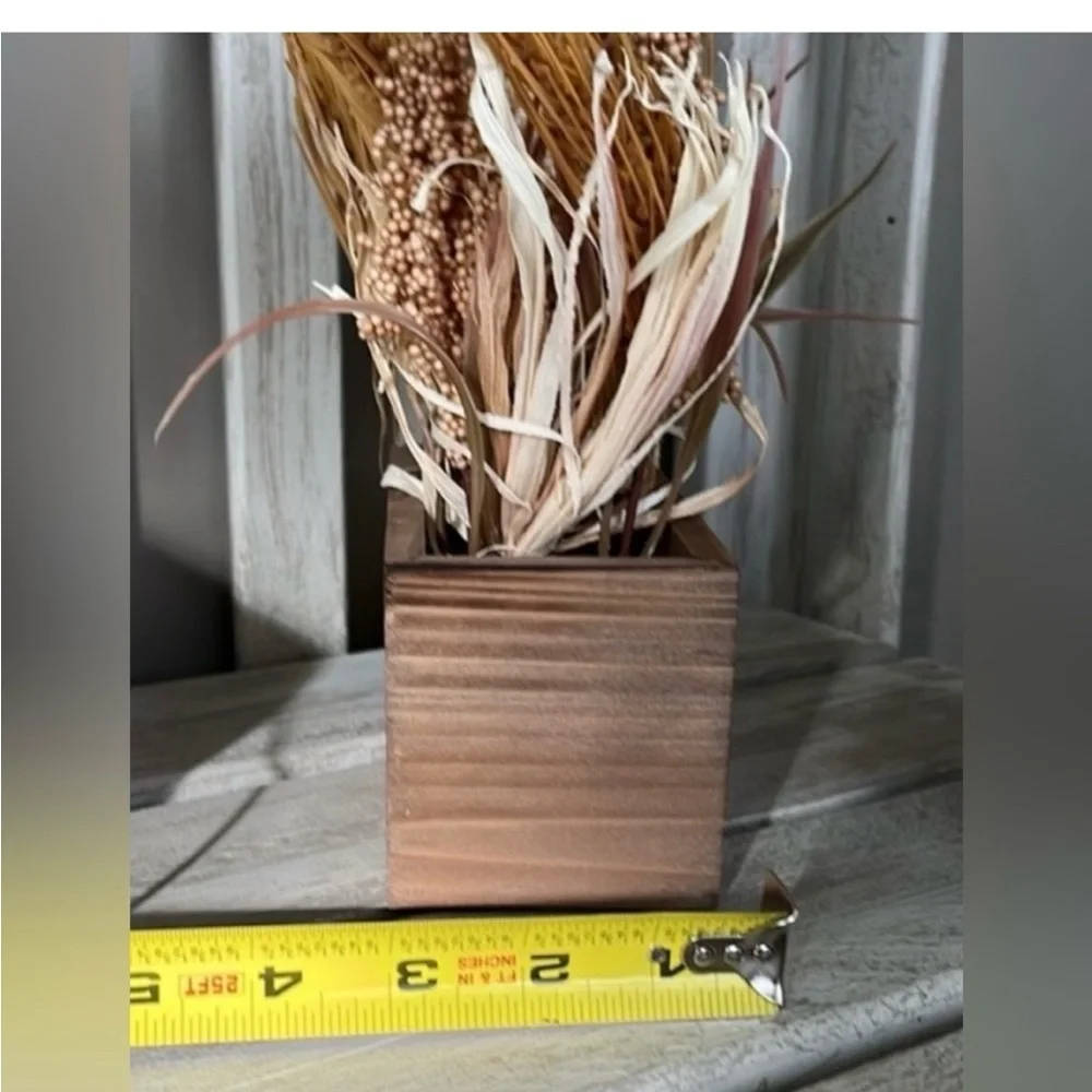 Rustic Wooden Box with Dried Floral Arrangement ~New ~